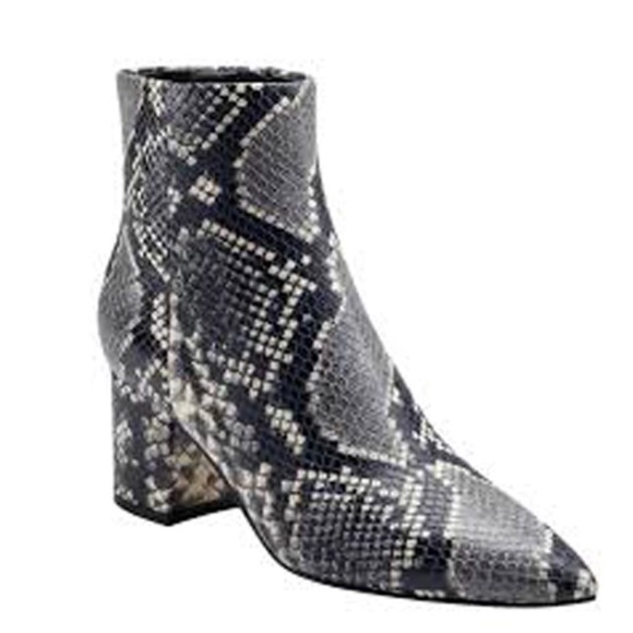 MARC FISHER Jarli Snake Print Leather Heeled Booties - Picture 5 of 13